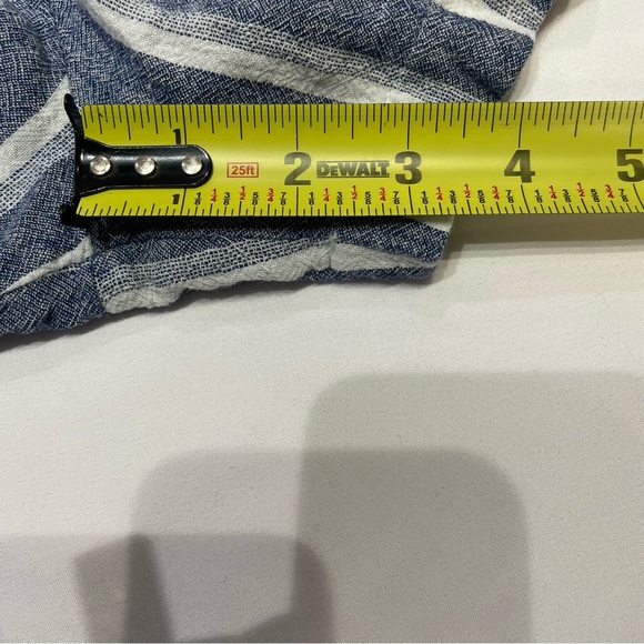 Loft Romper Linen Blend Striped Sleeveless Blue Women’s Size 10 Pockets Summer - Picture 16 of 16